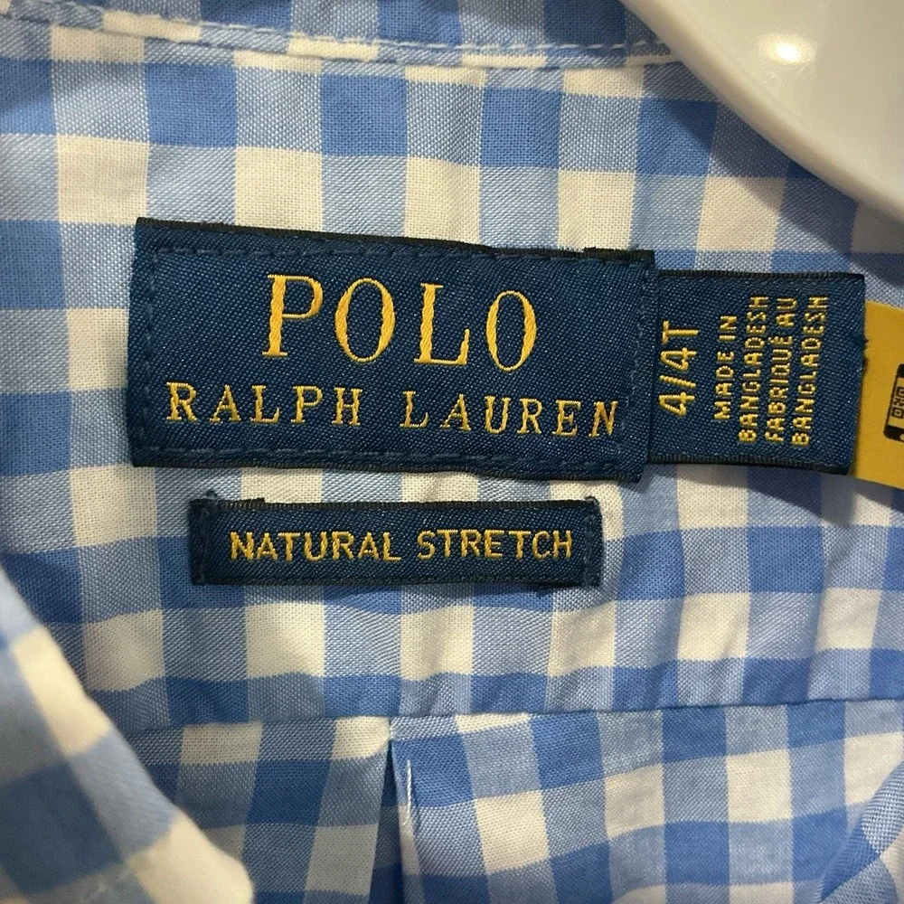 Ralph Lauren Boys Button Down Shirt Lot Of 2 Long Sleeve Sz 4 4T Gingham Preppy